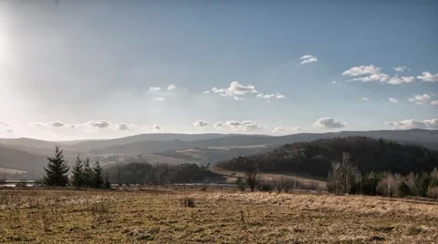 Bieszczady Mountains. Clouds moving fast on the sky. Full HD time lapse. Video stock 58599269