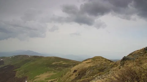 Bieszczady Mountains. Clouds moving fast on the sky. Full HD time lapse. Stock-Footage 58603366