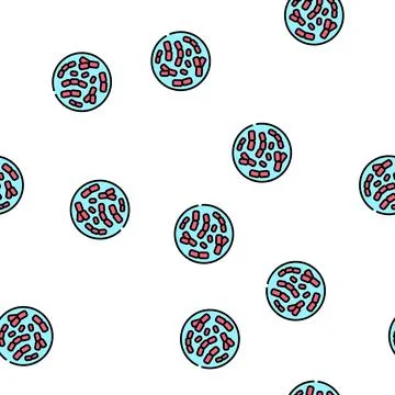 Bifidobacterium probiotics vector seamless pattern 库存插图