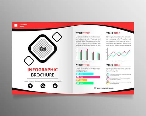 Bifold brochure infographic template with flat style Stock Illustration