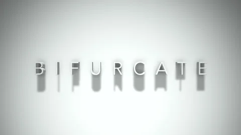 Bifurcate 3D title animation with shadows on a white background Stock Footage 297386727