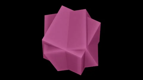 A bifurcated pink cube with a rough surface. Stock Footage 166793453