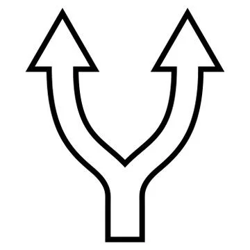 Bifurcation Arrow Up Contour Vector Icon イラスト素材