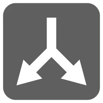 Bifurcation Arrow Down Flat Squared Vector Icon Stockillustratie