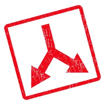 Bifurcation Arrow Down Icon Rubber Stamp 스톡 일러스트