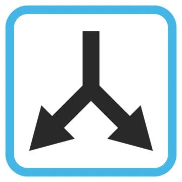 Bifurcation Arrow Down Vector Icon In a Frame 스톡 일러스트
