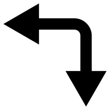 Bifurcation Arrow Left Down Flat Vector Icon 스톡 일러스트