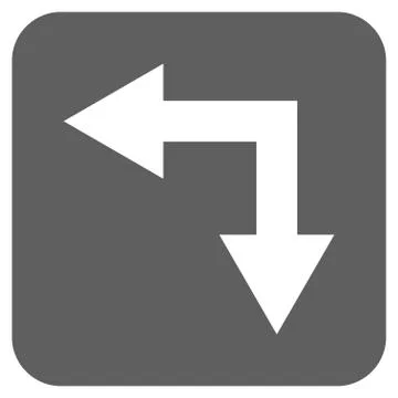 Bifurcation Arrow Left Down Flat Squared Glyph Icon Illustrazione stock