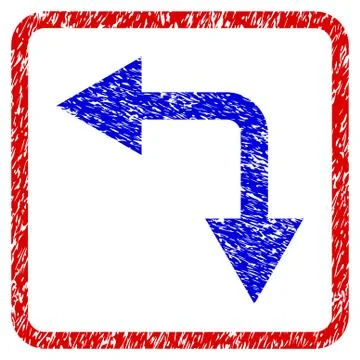 Bifurcation Arrow Left Down Grunge Framed Icon イラスト素材