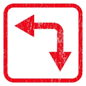 Bifurcation Arrow Left Down Icon Rubber Stamp 스톡 일러스트