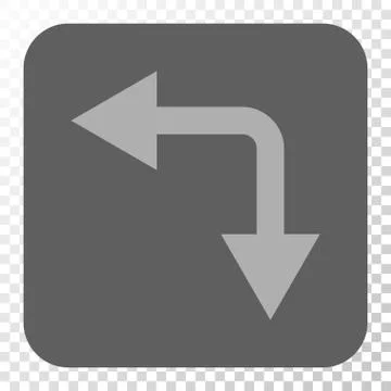 Bifurcation Arrow Left Down Rounded Square Button イラスト素材