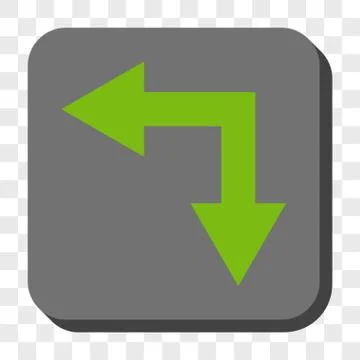 Bifurcation Arrow Left Down Rounded Square Button 스톡 일러스트