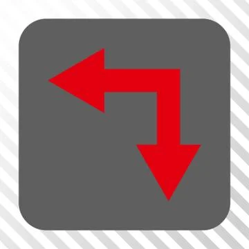 Bifurcation Arrow Left Down Rounded Square Button 스톡 일러스트