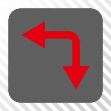 Bifurcation Arrow Left Down Rounded Square Button 스톡 일러스트