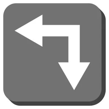 Bifurcation Arrow Left Down Rounded Square Glyph Icon Illustrazione stock