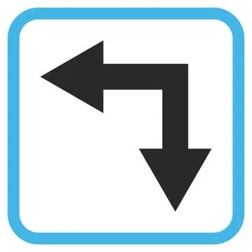 Bifurcation Arrow Left Down Vector Icon In a Frame Illustrazione stock