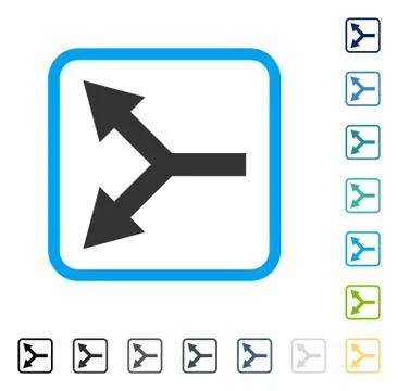 Bifurcation Arrow Left Framed Vector Icon イラスト素材