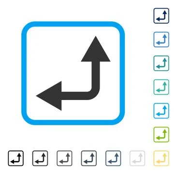 Bifurcation Arrow Left Up Framed Vector Icon 스톡 일러스트