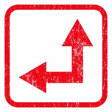 Bifurcation Arrow Left Up Icon Rubber Stamp 스톡 일러스트