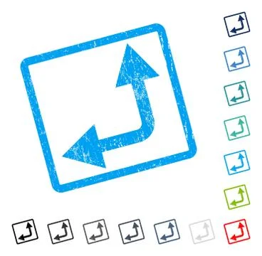 Bifurcation Arrow Left Up Icon Rubber Watermark 스톡 일러스트