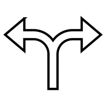 Bifurcation Arrow Left Right Stroke Vector Icon Stock Illustration