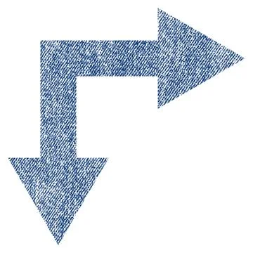Bifurcation Arrow Right Down Fabric Textured Icon 스톡 일러스트