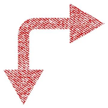 Bifurcation Arrow Right Down Fabric Textured Icon イラスト素材