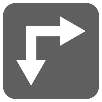 Bifurcation Arrow Right Down Flat Squared Glyph Icon 스톡 일러스트