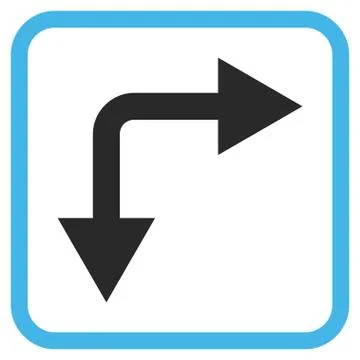 Bifurcation Arrow Right Down Glyph Icon In a Frame Illustrazione stock