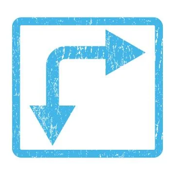 Bifurcation Arrow Right Down Icon Rubber Stamp 스톡 일러스트