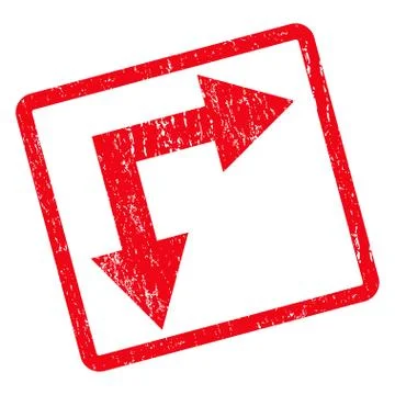 Bifurcation Arrow Right Down Icon Rubber Stamp Illustrazione stock