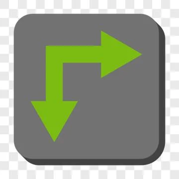 Bifurcation Arrow Right Down Rounded Square Button イラスト素材