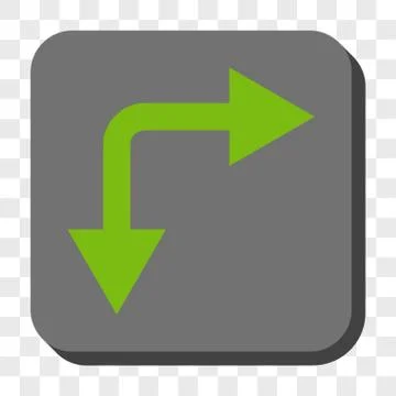 Bifurcation Arrow Right Down Rounded Square Button 스톡 일러스트