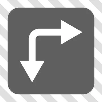 Bifurcation Arrow Right Down Rounded Square Button 스톡 일러스트