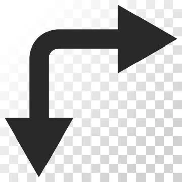 Bifurcation Arrow Right Down Vector Icon 스톡 일러스트