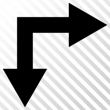 Bifurcation Arrow Right Down Vector Icon 스톡 일러스트