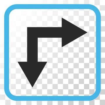 Bifurcation Arrow Right Down Vector Icon In a Frame イラスト素材