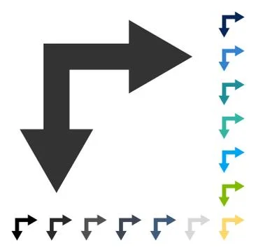 Bifurcation Arrow Right Down Vector Icon イラスト素材