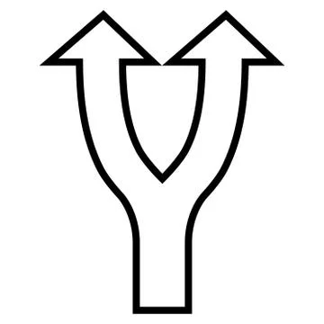Bifurcation Arrow Up Thin Line Vector Icon 스톡 일러스트
