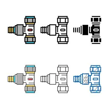Bifurcation pipe of drainage system color series icon vector Stock Illustration