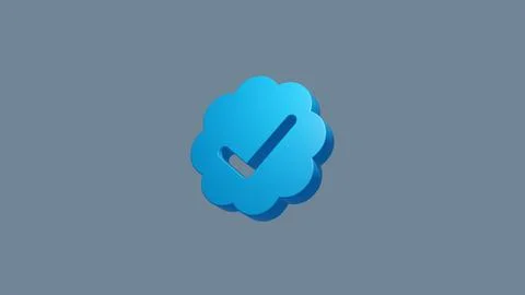 Big 3D Blue check or verified mark on Dark Gray background. 3D render イラスト素材