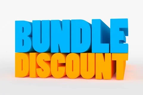 Big 3D bold text - bundle discount Big 3D text on white background with so... Stock Photos