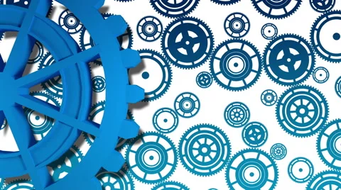 Big 3d cogwheels on the small blue cogwheels as background. 4K animation. Video stock 40925376