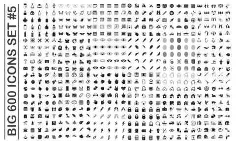 Big 600 icons set on background for graphic and web design. Simple vector sign Stock Illustration