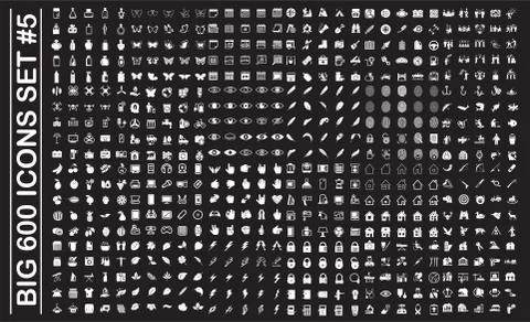 Big 600 icons set on background for graphic and web design. Simple vector sign Ilustração Stock