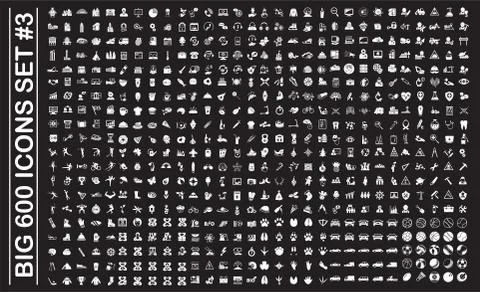 Big 600 icons set on background for graphic and web design. Simple vector sign Stock Illustration