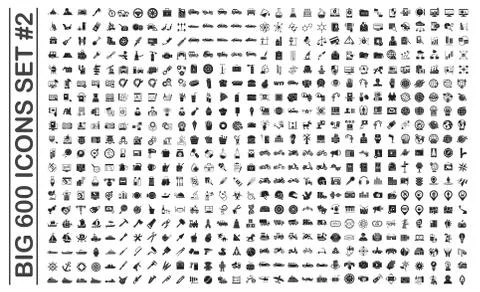 Big 600 icons set on background for graphic and web design. Simple vector sign 스톡 일러스트