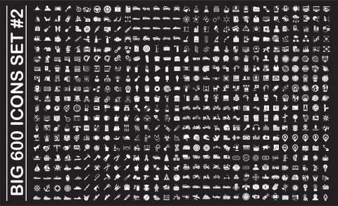Big 600 icons set on background for graphic and web design. Simple vector sign Stock Illustration