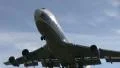 Big 747 flying overhead on sunny day HD Footage