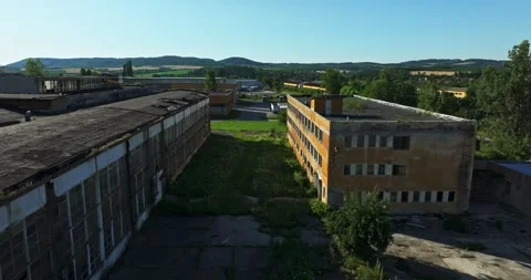 Big Abandoned Post War Garrison Buildings Repurposed As Warehouses Rural 스톡 동영상 289413071
